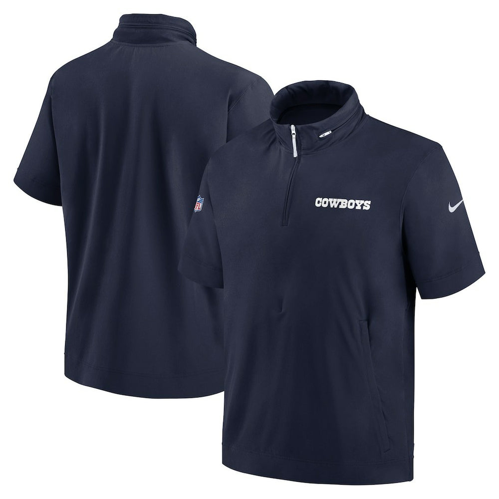 Dallas Cowboys 2024 Sideline Coach Short Sleeve Half-Zip Hoodie Jacket - Navy - Nike