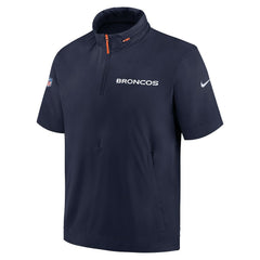 Denver Broncos 2024 Sideline Coach Short Sleeve Half-Zip Hoodie Jacket - Navy - Nike
