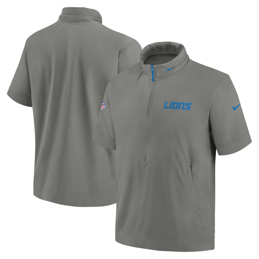 Detroit Lions 2024 Sideline Coach Short Sleeve Half-Zip Hoodie Jacket - Gray - Nike