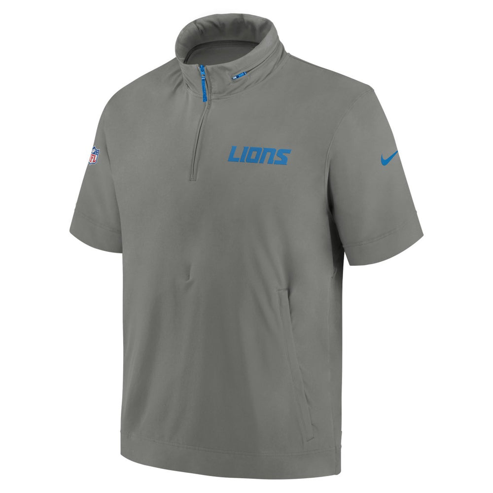Detroit Lions 2024 Sideline Coach Short Sleeve Half-Zip Hoodie Jacket - Gray - Nike