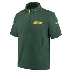 Green Bay Packers 2024 Sideline Coach Short Sleeve Half-Zip Hoodie Jacket - Green - Nike