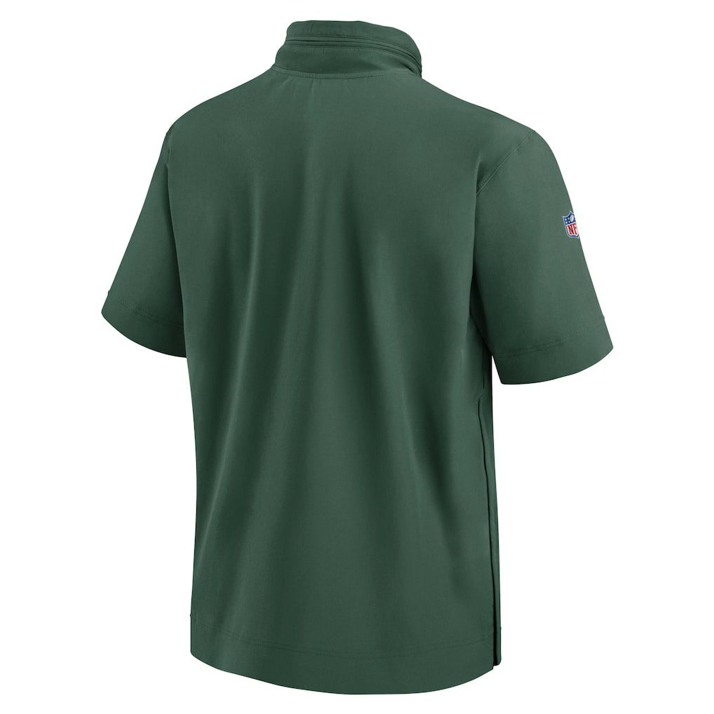 Green Bay Packers 2024 Sideline Coach Short Sleeve Half-Zip Hoodie Jacket - Green - Nike