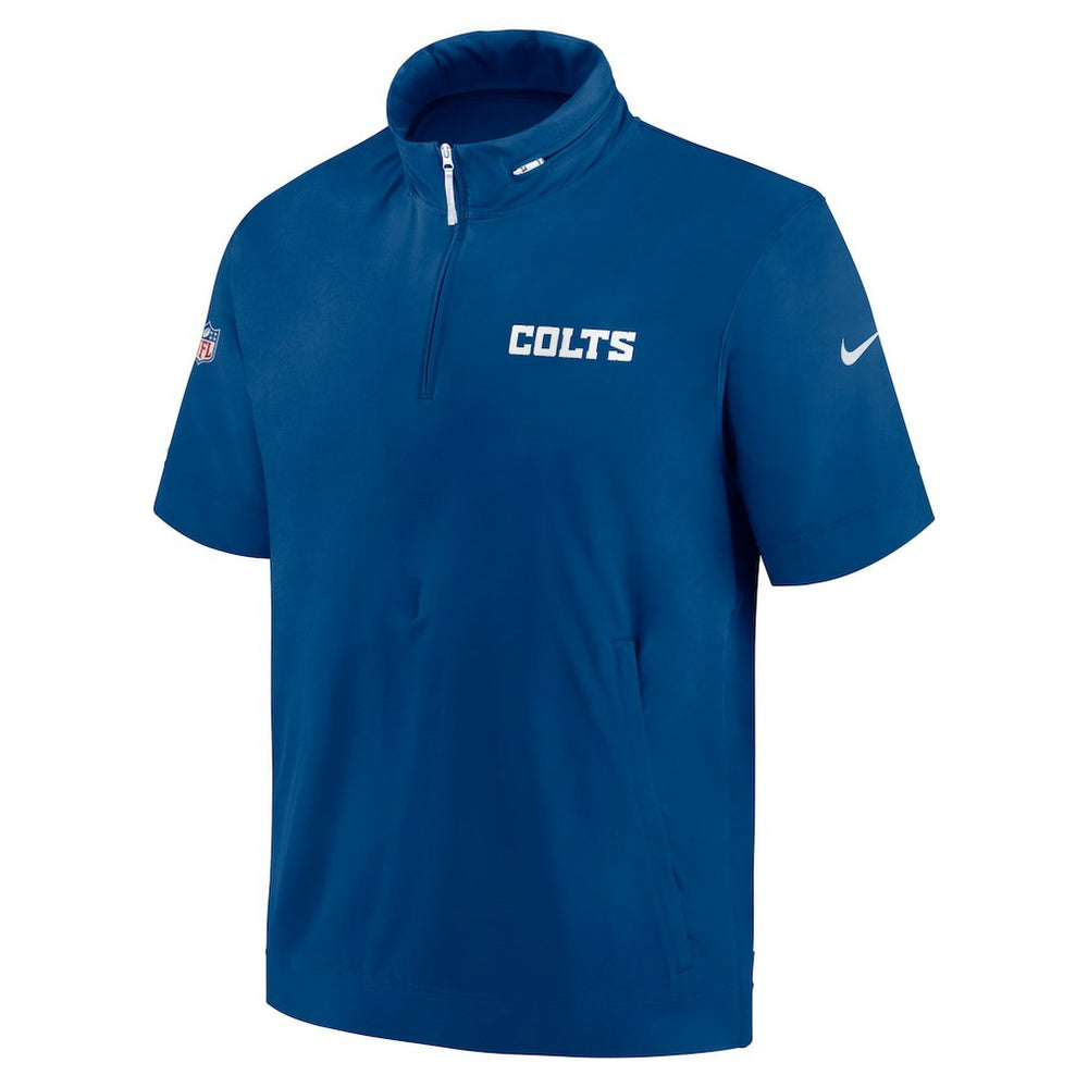 Indianapolis Colts 2024 Sideline Coach Short Sleeve Half-Zip Hoodie Jacket - Royal - Nike