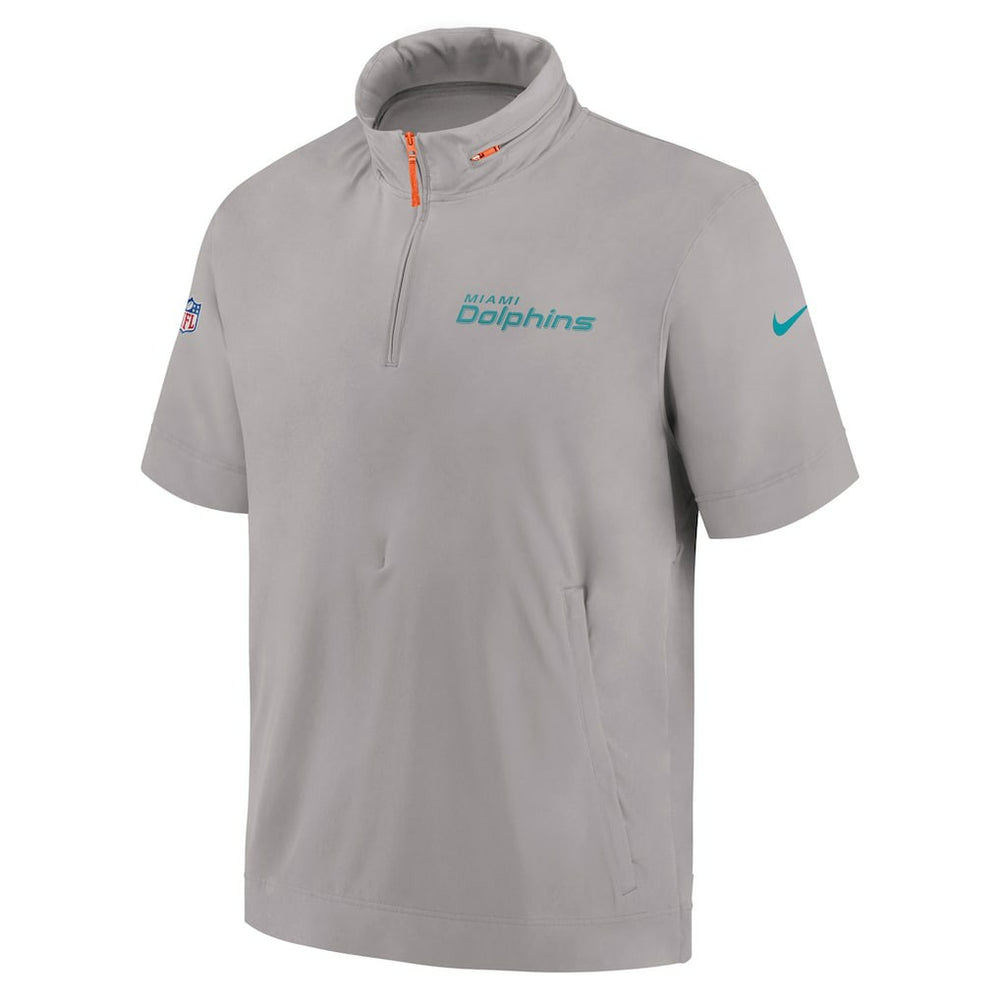 Miami Dolphins 2024 Sideline Coach Short Sleeve Half-Zip Hoodie Jacket - Gray - Nike