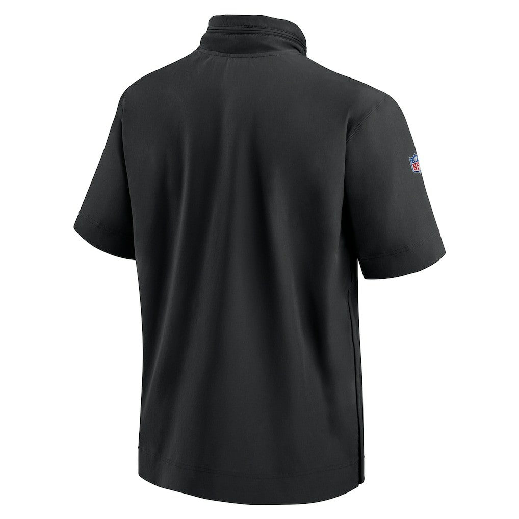 Minnesota Vikings 2024 Sideline Coach Short Sleeve Half-Zip Hoodie Jacket - Black - Nike