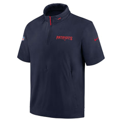 New England Patriots 2024 Sideline Coach Short Sleeve Half-Zip Hoodie Jacket - Navy - Nike