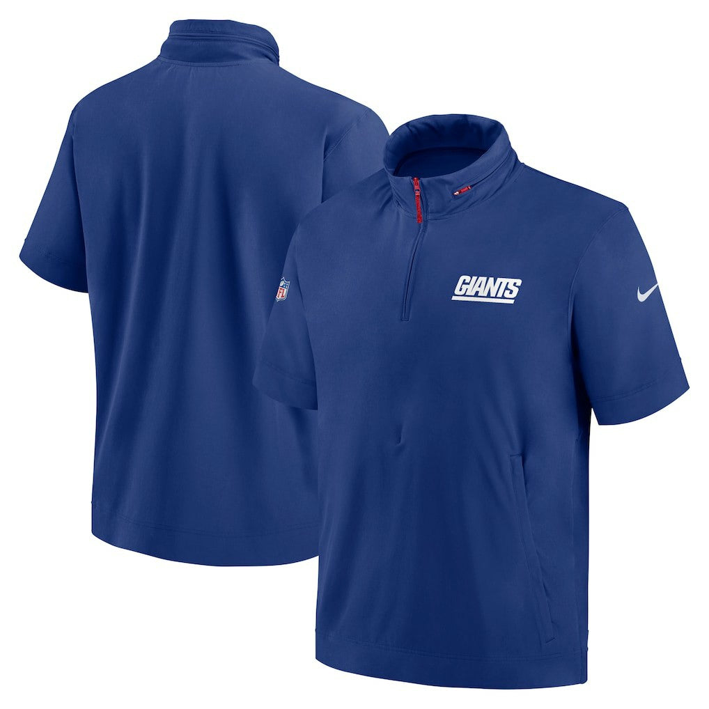 New York Giants 2024 Sideline Coach Short Sleeve Half-Zip Hoodie Jacket - Royal - Nike