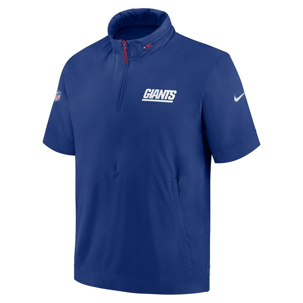 New York Giants 2024 Sideline Coach Short Sleeve Half-Zip Hoodie Jacket - Royal - Nike