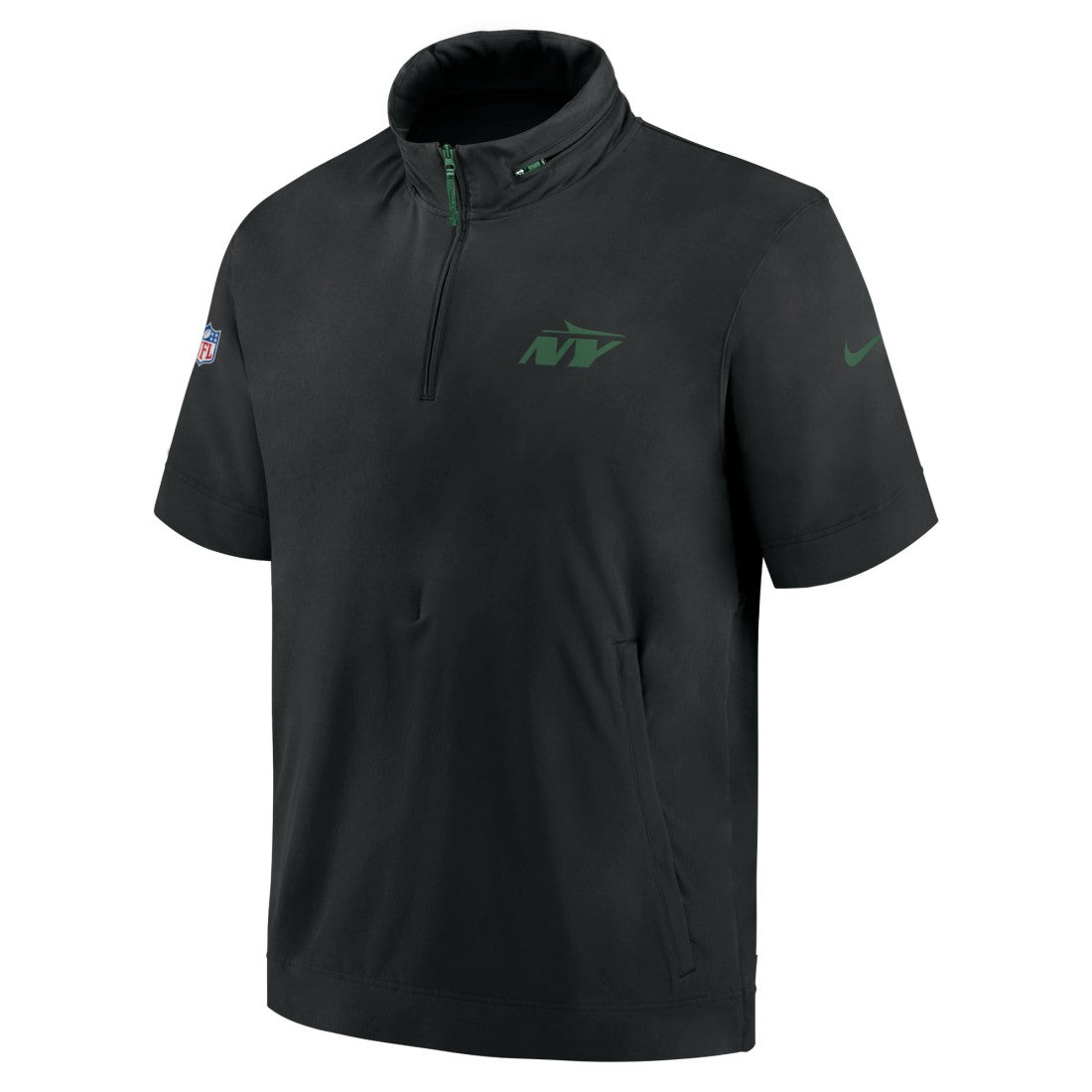 New York Jets 2024 Sideline Coach Short Sleeve Half-Zip Hoodie Jacket - Black - Nike