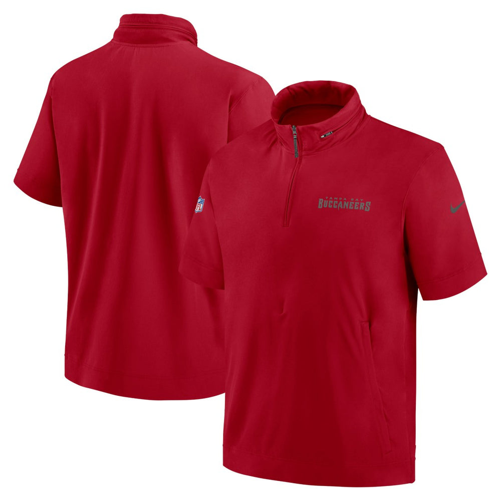 Tampa Bay Buccaneers 2024 Sideline Coach Short Sleeve Half-Zip Hoodie Jacket - Red - Nike