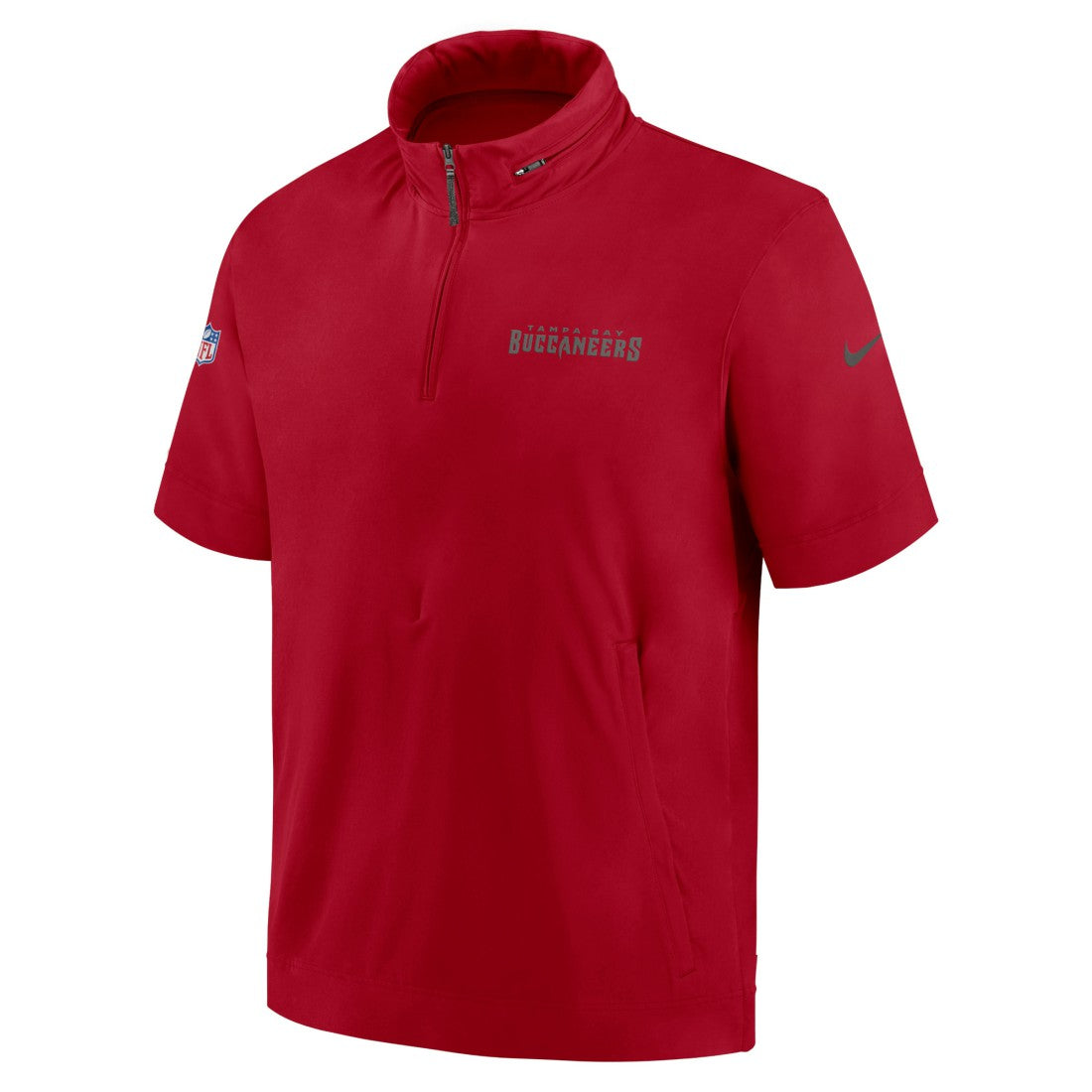 Tampa Bay Buccaneers 2024 Sideline Coach Short Sleeve Half-Zip Hoodie Jacket - Red - Nike