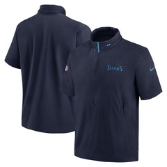Tennessee Titans 2024 Sideline Coach Short Sleeve Half-Zip Hoodie Jacket - Navy - Nike