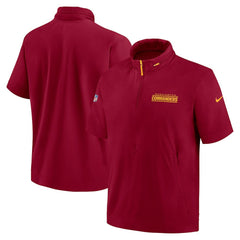 Washington Commanders 2024 Sideline Coach Short Sleeve Half-Zip Hoodie Jacket - Burgundy - Nike