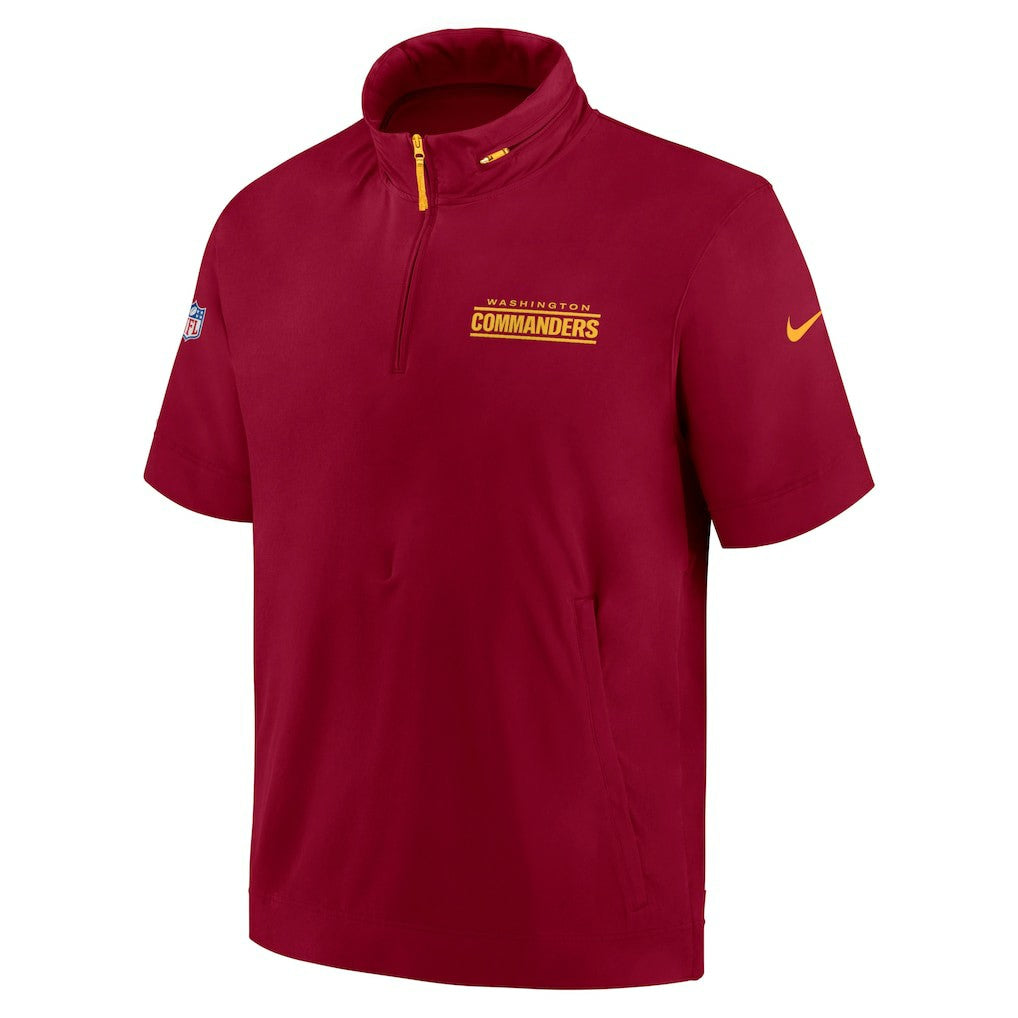 Washington Commanders 2024 Sideline Coach Short Sleeve Half-Zip Hoodie Jacket - Burgundy - Nike