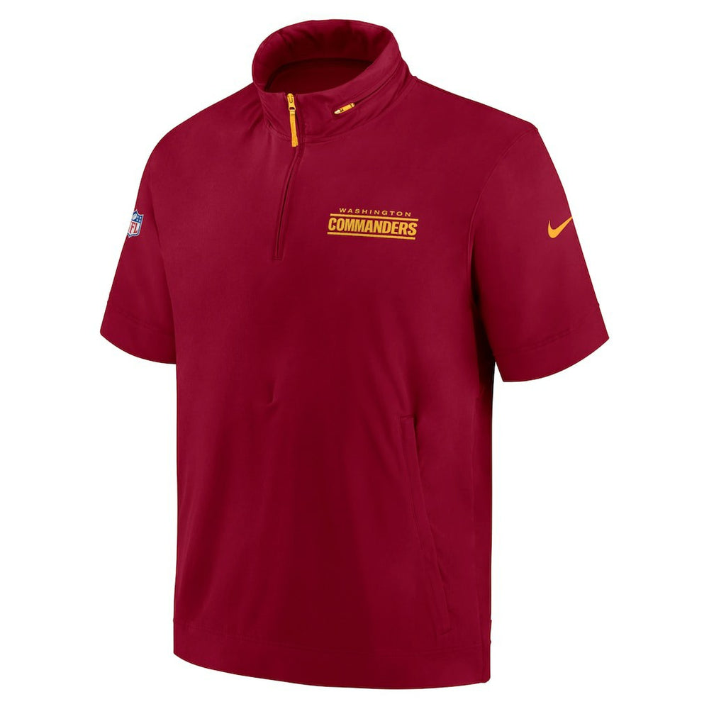 Washington Commanders 2024 Sideline Coach Short Sleeve Half-Zip Hoodie Jacket - Burgundy - Nike