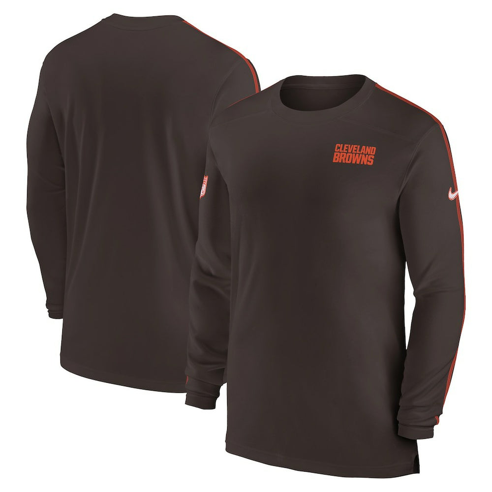 Cleveland Browns Sideline Coach UV Performance Long Sleeve T-Shirt - Brown - Nike