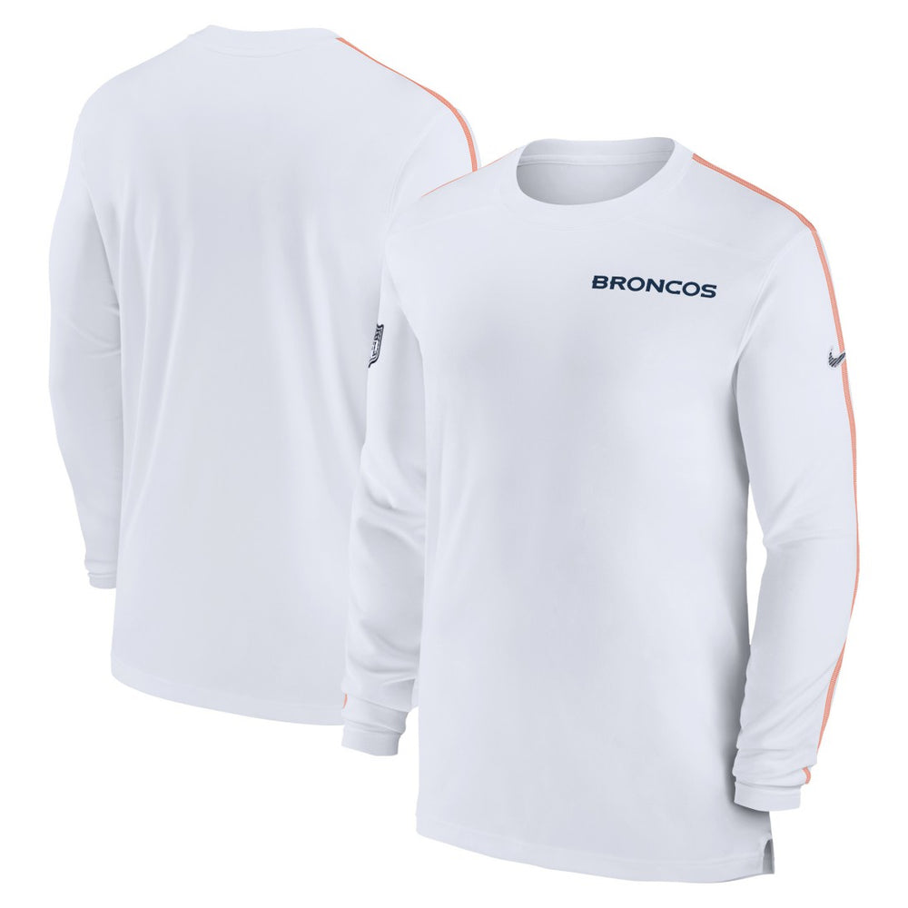 Denver Broncos Sideline Coach UV Performance Long Sleeve T-Shirt - White - Nike