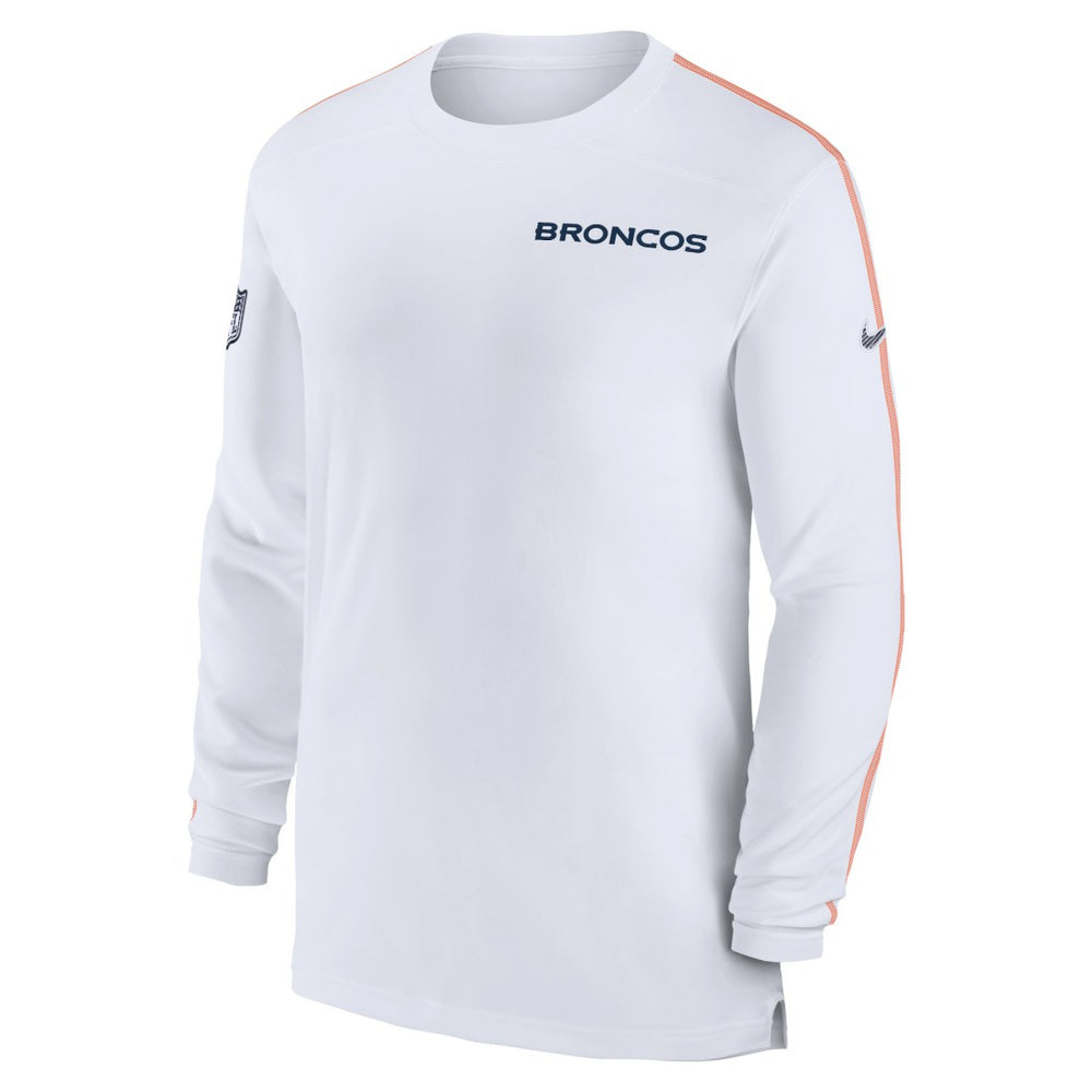 Denver Broncos Sideline Coach UV Performance Long Sleeve T-Shirt - White - Nike
