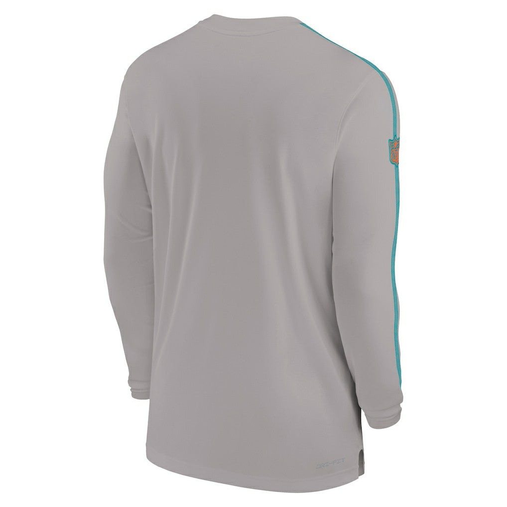 Miami Dolphins Sideline Coach UV Performance Long Sleeve T-Shirt - Gray - Nike