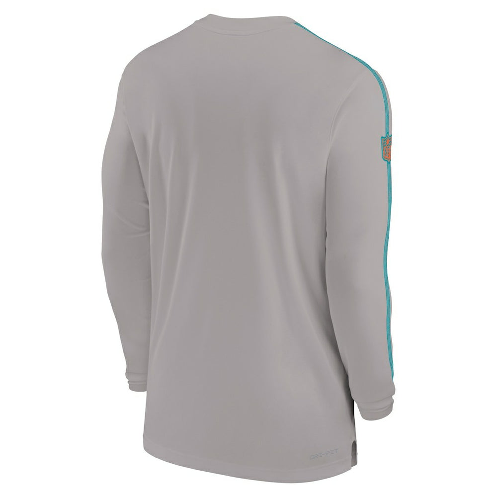 Miami Dolphins Sideline Coach UV Performance Long Sleeve T-Shirt - Gray - Nike