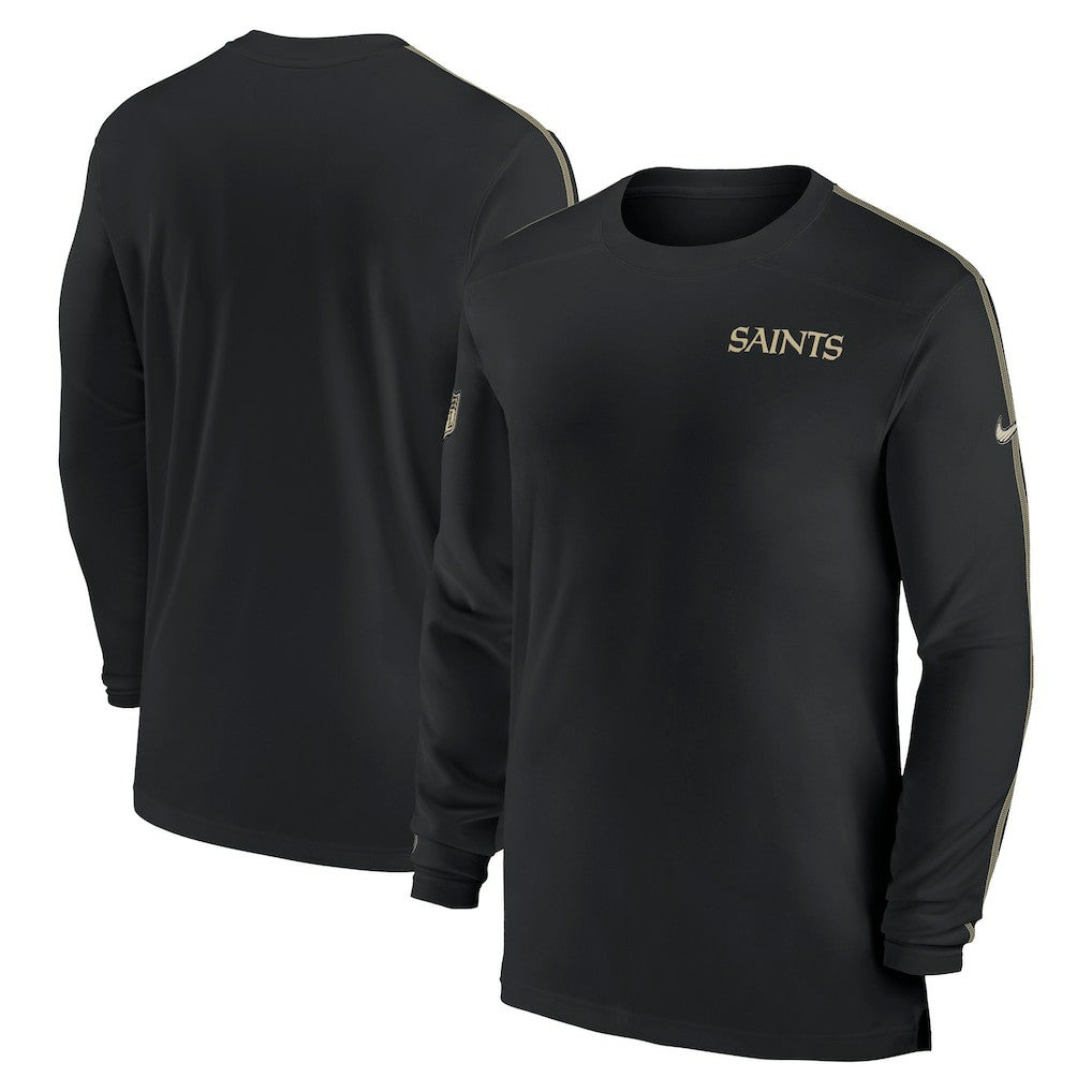 New Orleans Saints Sideline Coach UV Performance Long Sleeve T-Shirt - Black - Nike