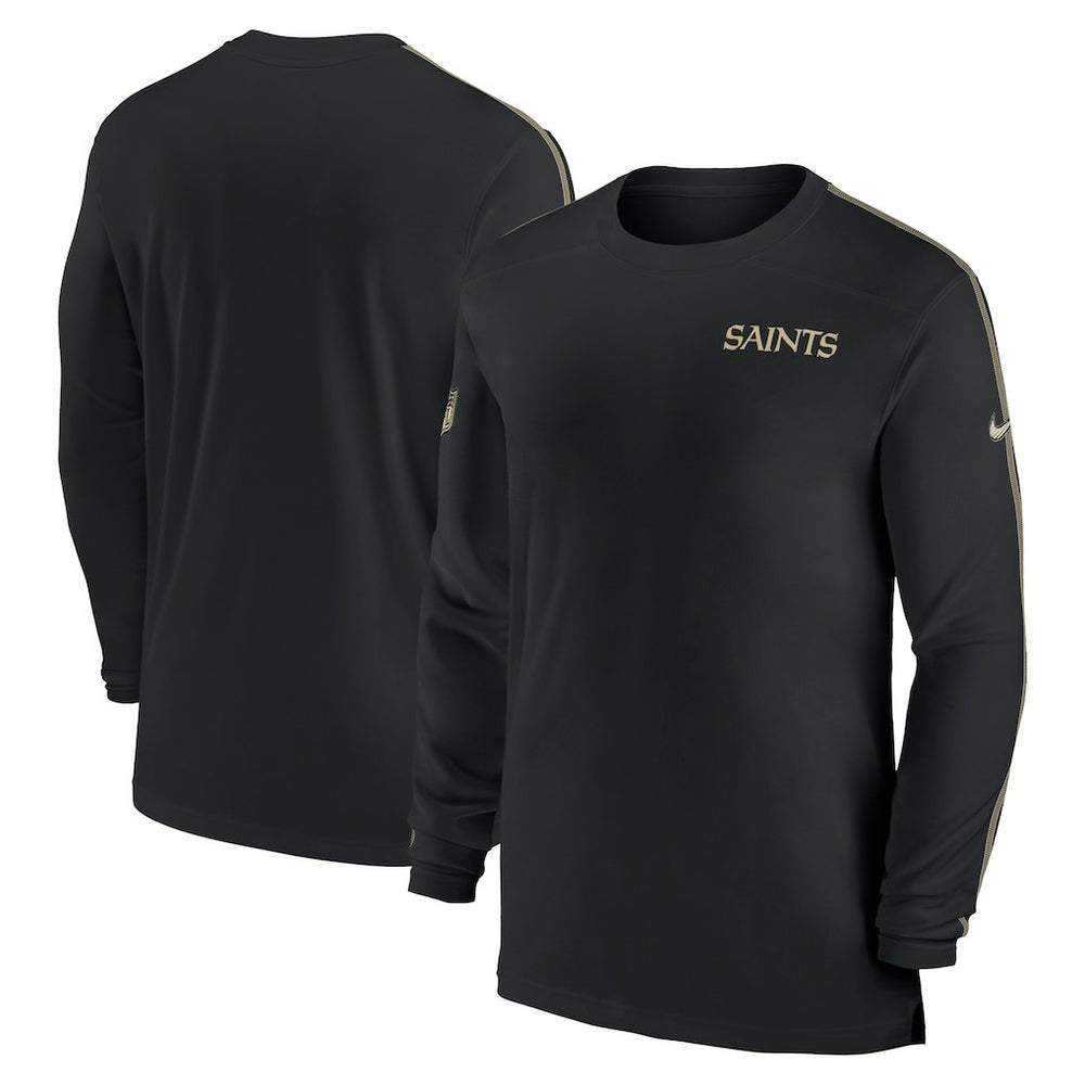 New Orleans Saints Sideline Coach UV Performance Long Sleeve T-Shirt - Black - Nike