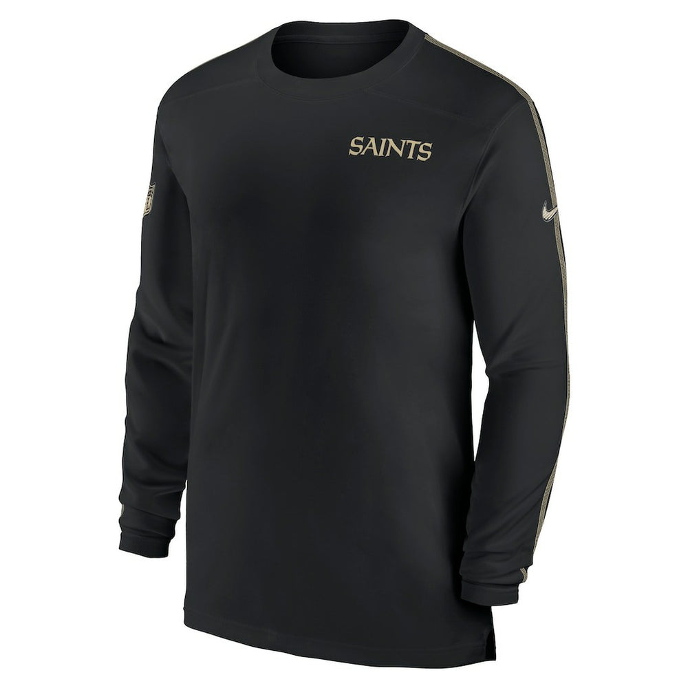 New Orleans Saints Sideline Coach UV Performance Long Sleeve T-Shirt - Black - Nike
