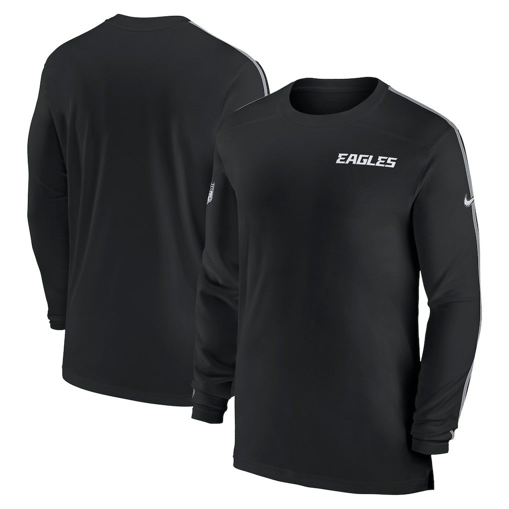 Philadelphia Eagles Sideline Coach UV Performance Long Sleeve T-Shirt - Black - Nike