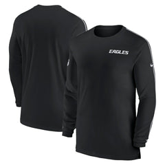Philadelphia Eagles Sideline Coach UV Performance Long Sleeve T-Shirt - Black - Nike