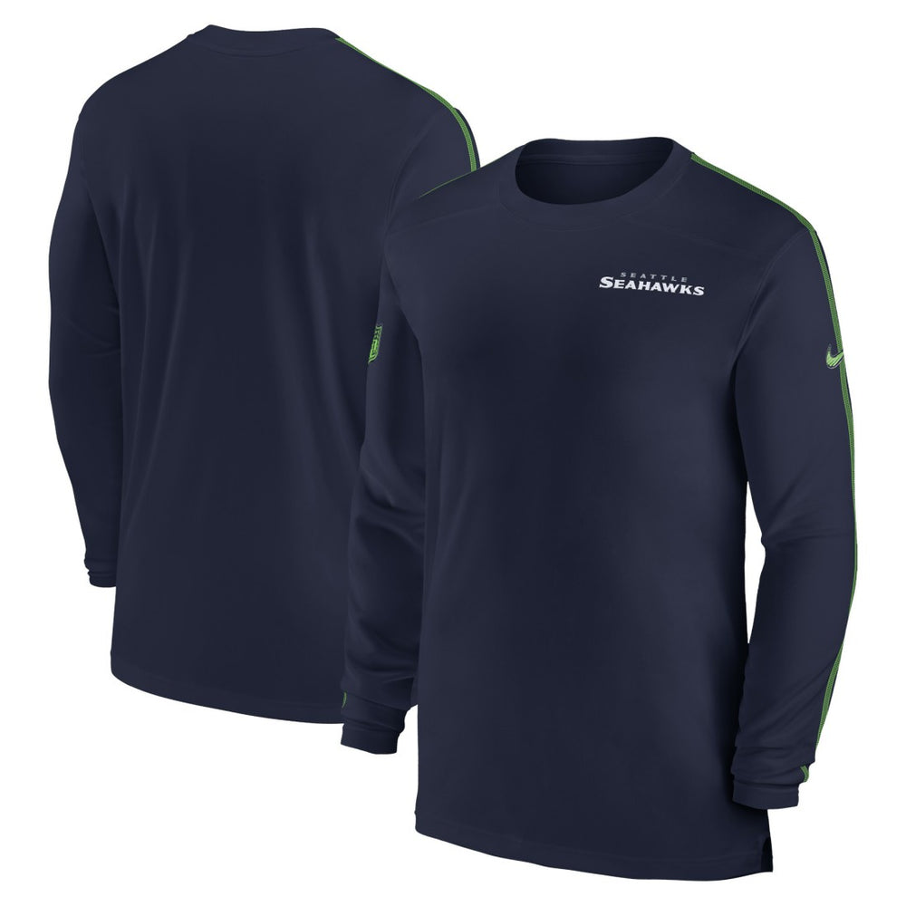 Seattle Seahawks Sideline Coach UV Performance Long Sleeve T-Shirt - College Navy - Nike