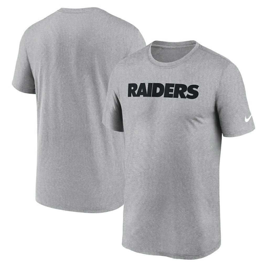 Las Vegas Raiders Primetime Legend Wordmark Performance T-Shirt - Heather Gray - Nike