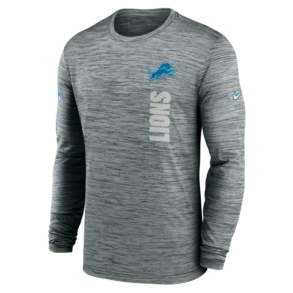 Detroit Lions Sideline Velocity Dri-FIT Long Sleeve T-Shirt - Gray - Nike