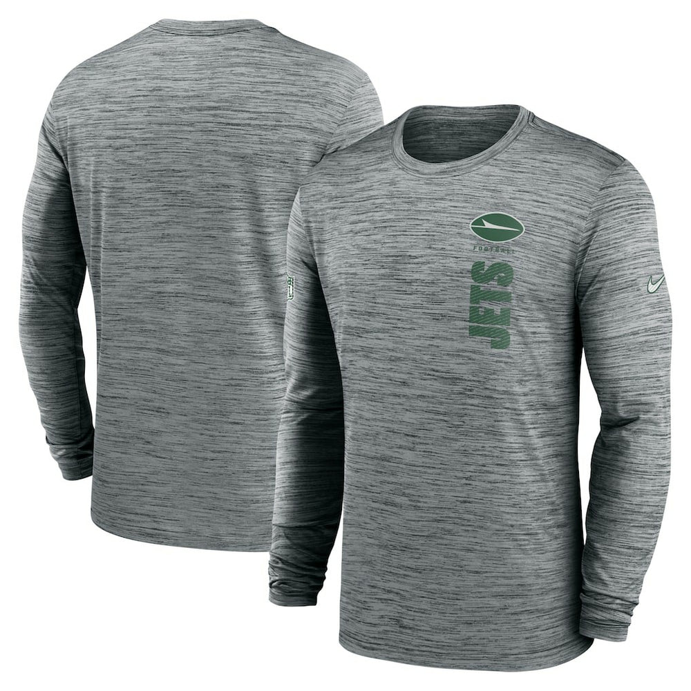 New York Jets Sideline Velocity Dri-FIT Long Sleeve T-Shirt - Gray - Nike