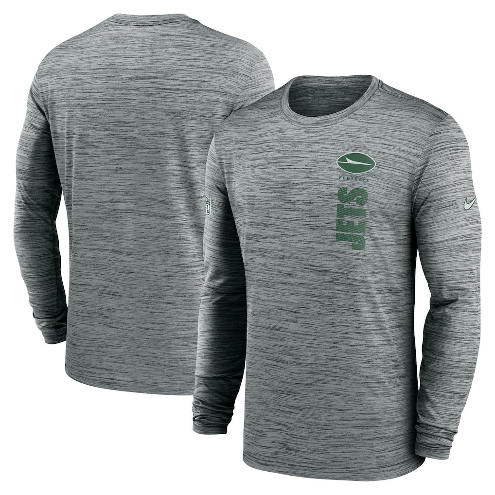 New York Jets Sideline Velocity Dri-FIT Long Sleeve T-Shirt - Gray - Nike