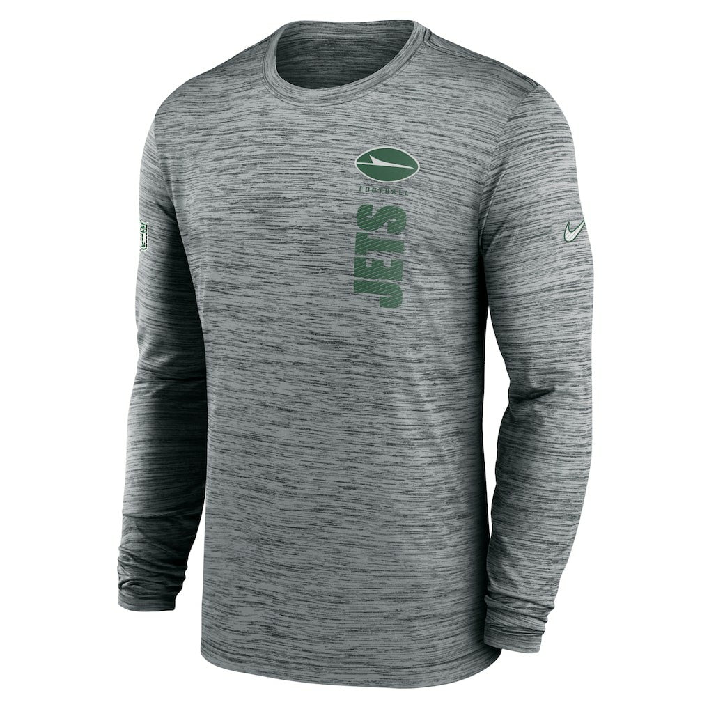 New York Jets Sideline Velocity Dri-FIT Long Sleeve T-Shirt - Gray - Nike
