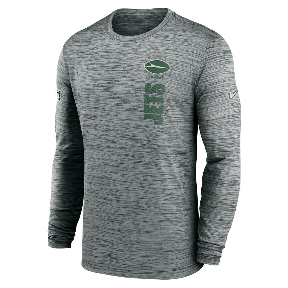 New York Jets Sideline Velocity Dri-FIT Long Sleeve T-Shirt - Gray - Nike