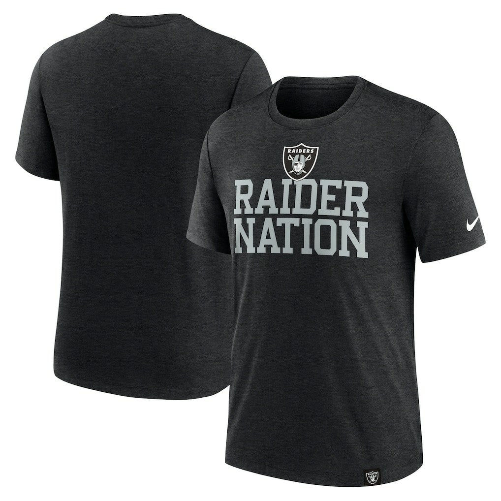 Las Vegas Raiders Blitz Tri-Blend T-Shirt - Heather Black - Nike