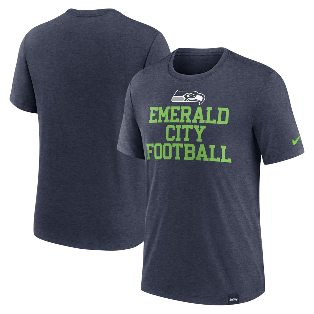 Seattle Seahawks Blitz Tri-Blend T-Shirt - Heather College Navy - Nike