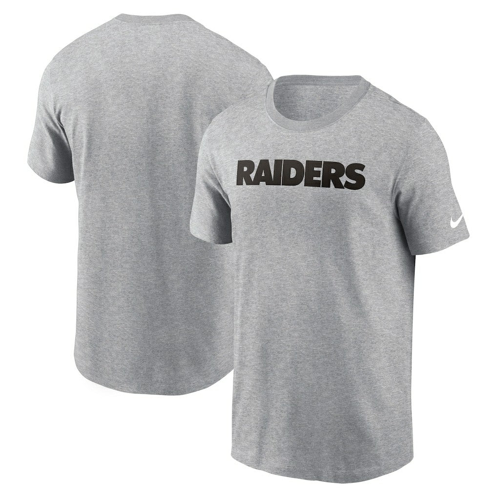 Las Vegas Raiders Primetime Wordmark Essential T-Shirt - Heather Gray - Nike