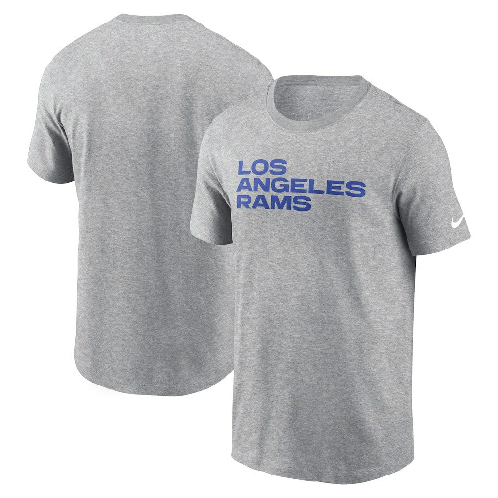 Los Angeles Rams Primetime Wordmark Essential T-Shirt - Heather Gray - Nike