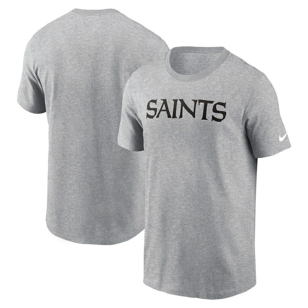 New Orleans Saints Primetime Wordmark Essential T-Shirt - Heather Gray - Nike
