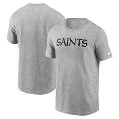 New Orleans Saints Primetime Wordmark Essential T-Shirt - Heather Gray - Nike