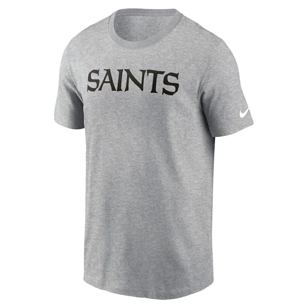 New Orleans Saints Primetime Wordmark Essential T-Shirt - Heather Gray - Nike