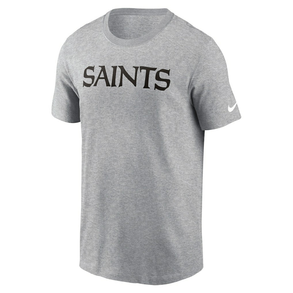 New Orleans Saints Primetime Wordmark Essential T-Shirt - Heather Gray - Nike