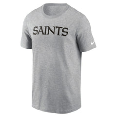 New Orleans Saints Primetime Wordmark Essential T-Shirt - Heather Gray - Nike