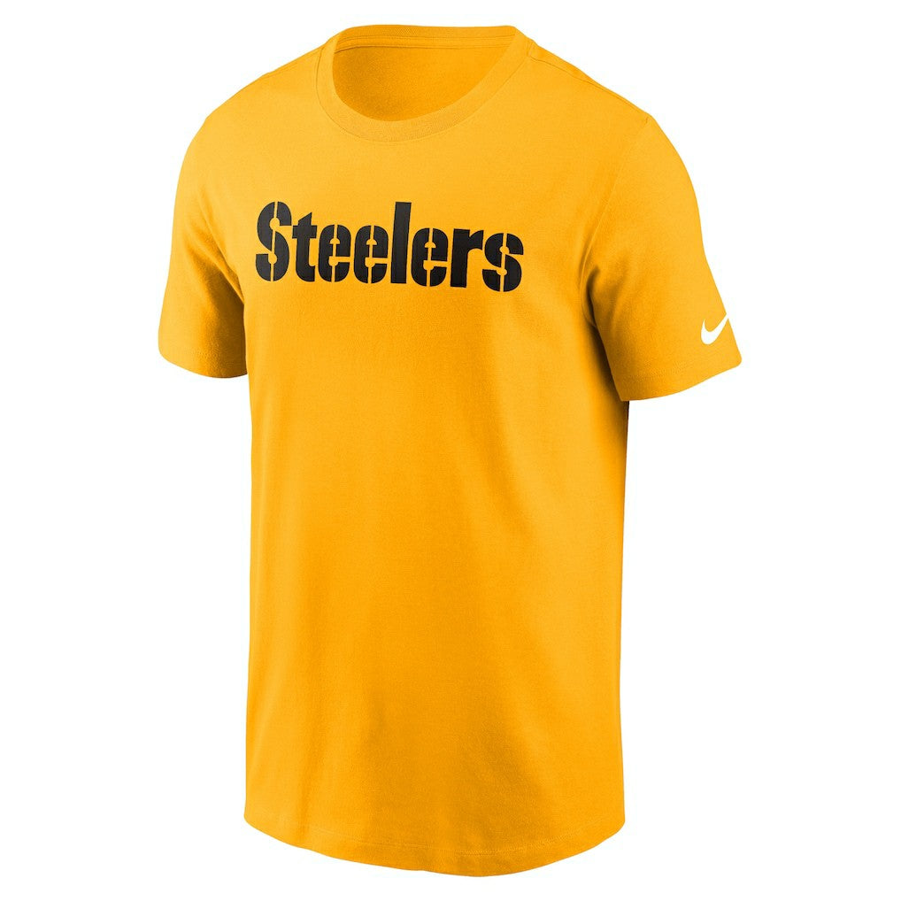 Pittsburgh Steelers Primetime Wordmark Essential T-Shirt - Gold - Nike