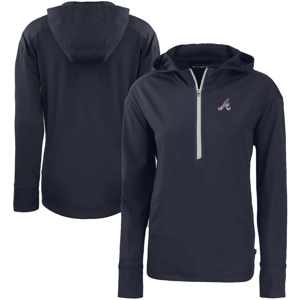Atlanta Braves Cutter & Buck Women's Daybreak Eco Recycled Half-Zip Hoodie Sale