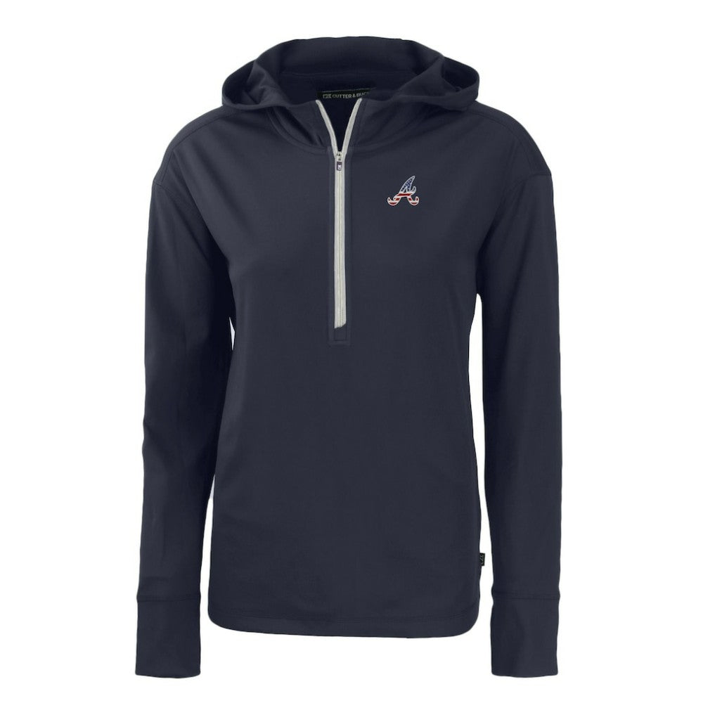 Atlanta Braves Cutter & Buck Women's Daybreak Eco Recycled Half-Zip Hoodie Sale