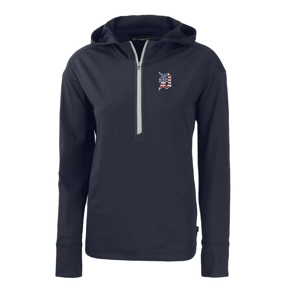 Detroit Tigers Cutter & Buck Women's Daybreak Eco Recycled Half-Zip Hoodie Outlet