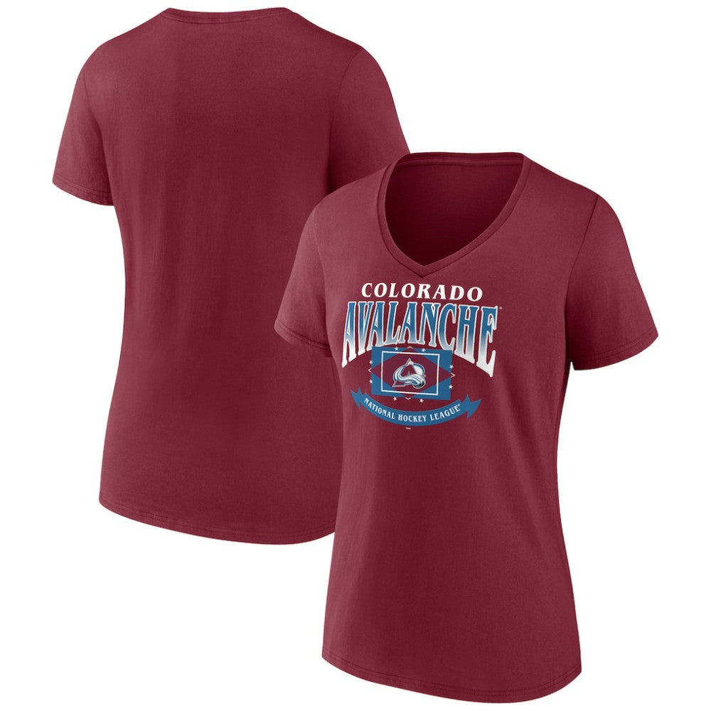 Colorado Avalanche Women's Slapshot V-Neck T-Shirt - Burgundy | NHL sale